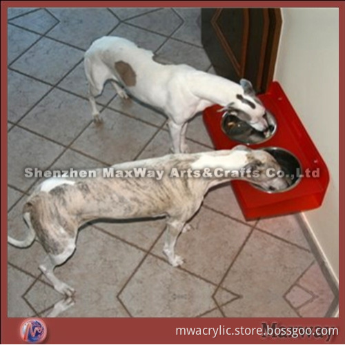 Orange Wall Mounted Acrylic Dog Bowl Stand Holder